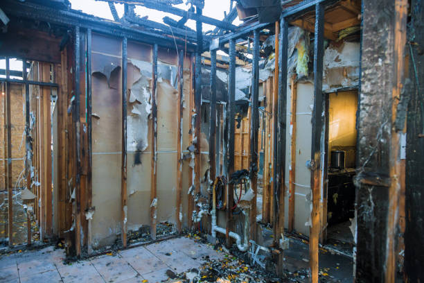 Professional Fire Damage Restoration technician working in Columbus, NJ